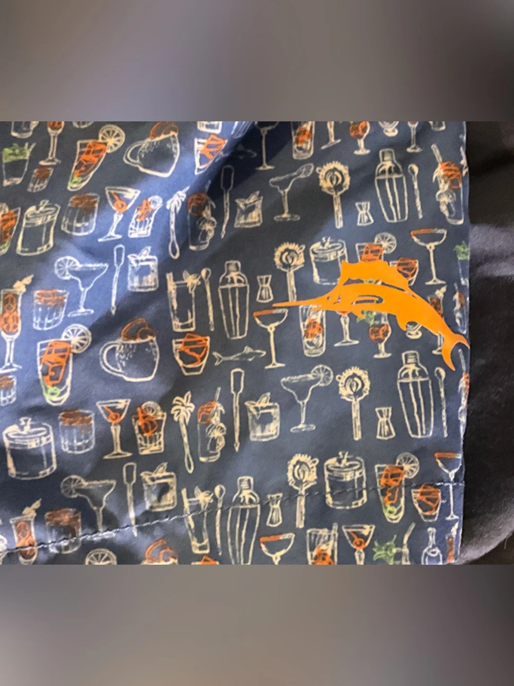 Tommy Bahama Blue Swim Trunks with Orange Accent